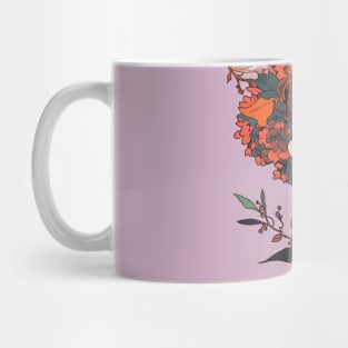 Colorful woman portrait, flowers and leaves Mug